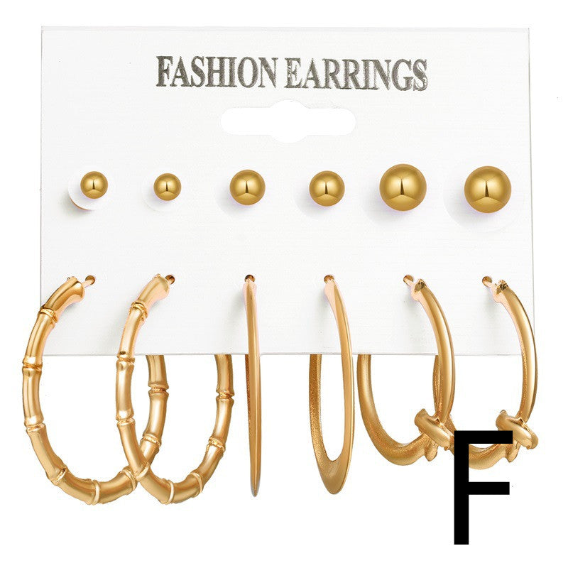 Metal Circle Chain Earrings Set Of Six Sets