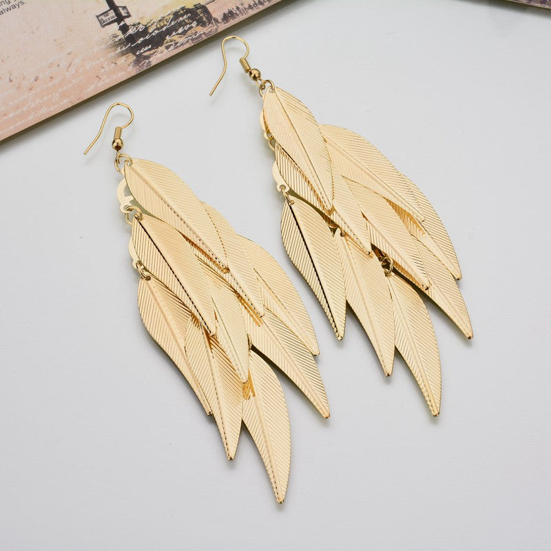 Retro Style Willow Leaf Long Women's Earrings