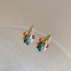 Women's Vintage Colorful Oil Drip Flower Cluster Earrings