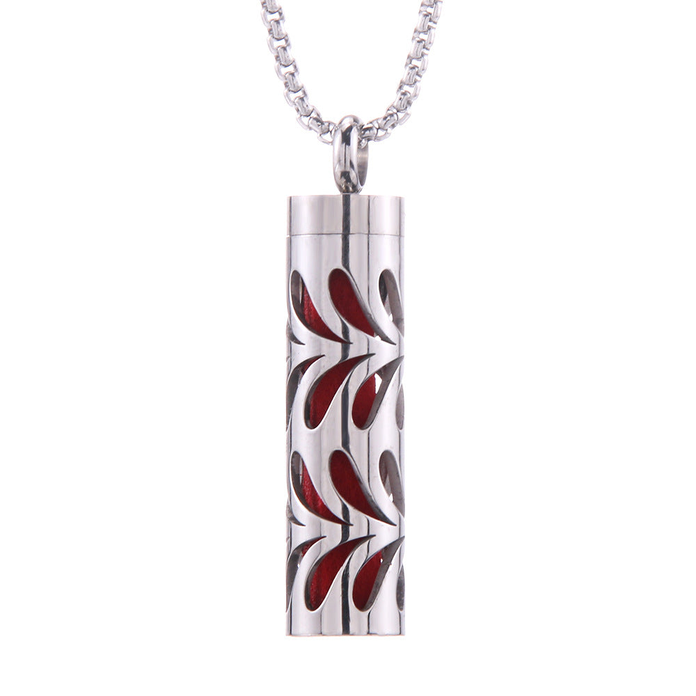 Cylinder Love Aromatherapy Pendant Perfume Essential Oil Stainless Steel Necklace