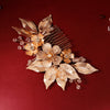 Bride high-end golden flowers hand-inserted comb