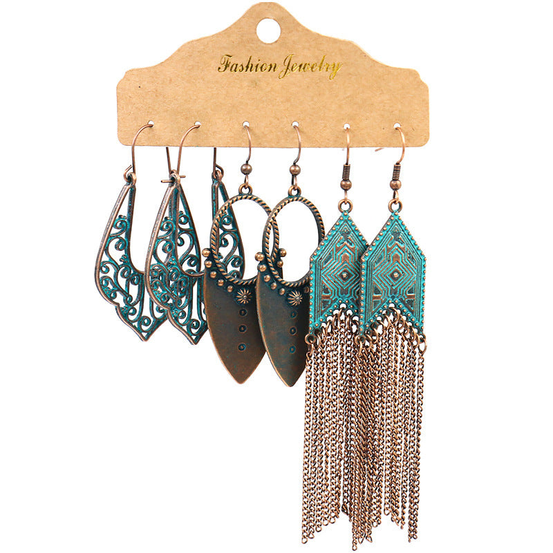 New Alloy Antique Handmade Tassel Woven Dream Net Earrings