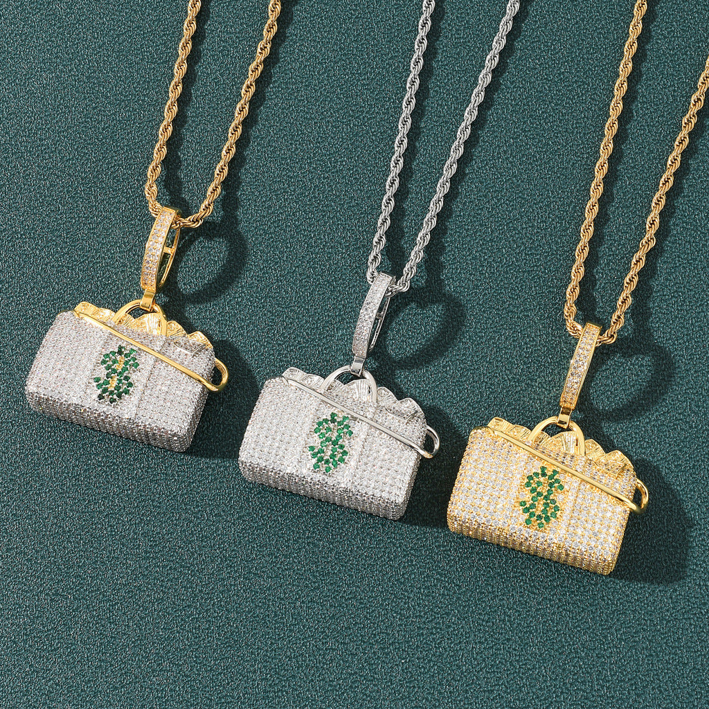 Hip-hop Pendant With Micro-inlaid Zircon On The Dollar Packet