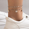 New Jewelry Alloy Double Layer Anklet Love Circle Piece Chain