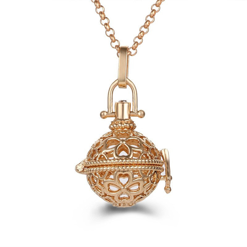 Aromatherapy Zircon Cage Hollow Necklace Essential Oil Diffuser Perfume Box Antique Traditional Han Clothing Accessories