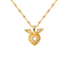 Three-dimensional Diamond Heart Wings Pendant Necklace