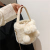 Women's Plush Large Capacity Portable Chain Cross Body Bucket Bag