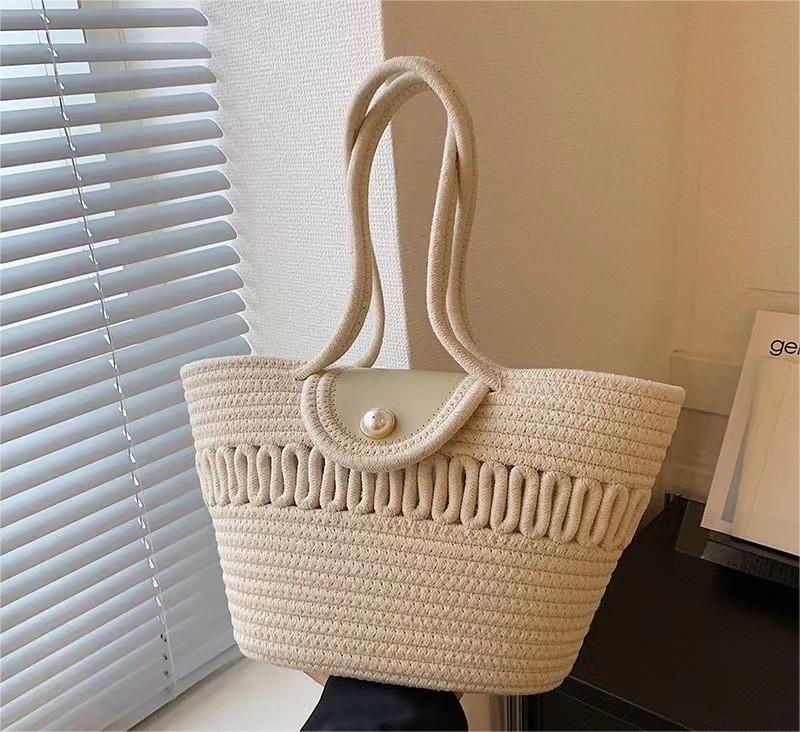 New Pearl Bag Large Capacity Cotton String Woven Handbag For Women