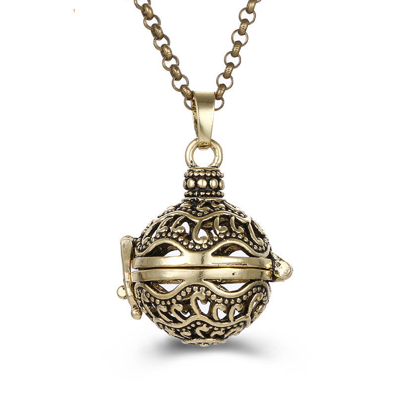 Aromatherapy Zircon Cage Hollow Necklace Essential Oil Diffuser Perfume Box Antique Traditional Han Clothing Accessories