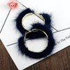 Mink Fur Large Circle Round Ear Hoop Earrings