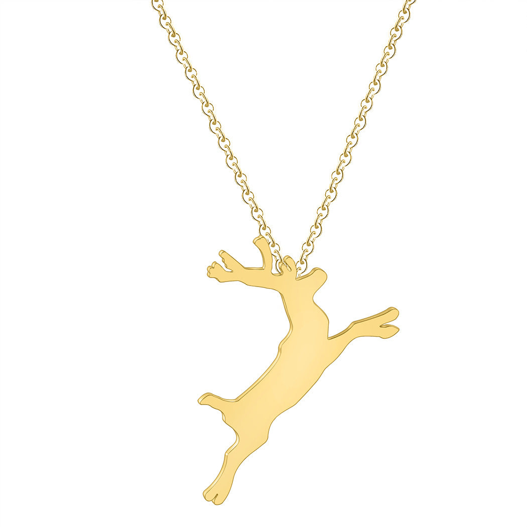 Running Deer Reindeer Pendant Clavicle Necklace For Women