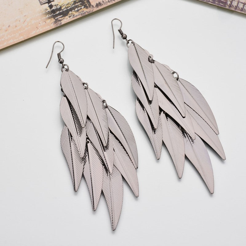 Retro Style Willow Leaf Long Women's Earrings