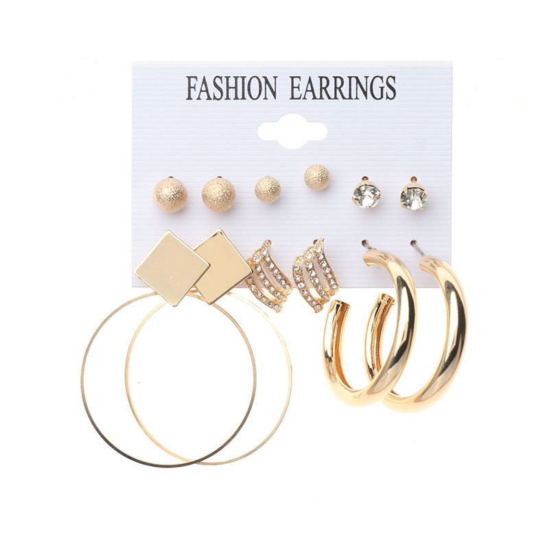 Metal Exaggerated Big Circle Earrings Set