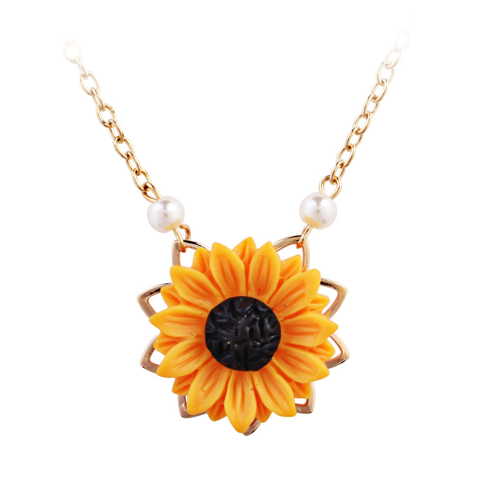 Drop Glaze Painted Flower Rhinestone Necklace