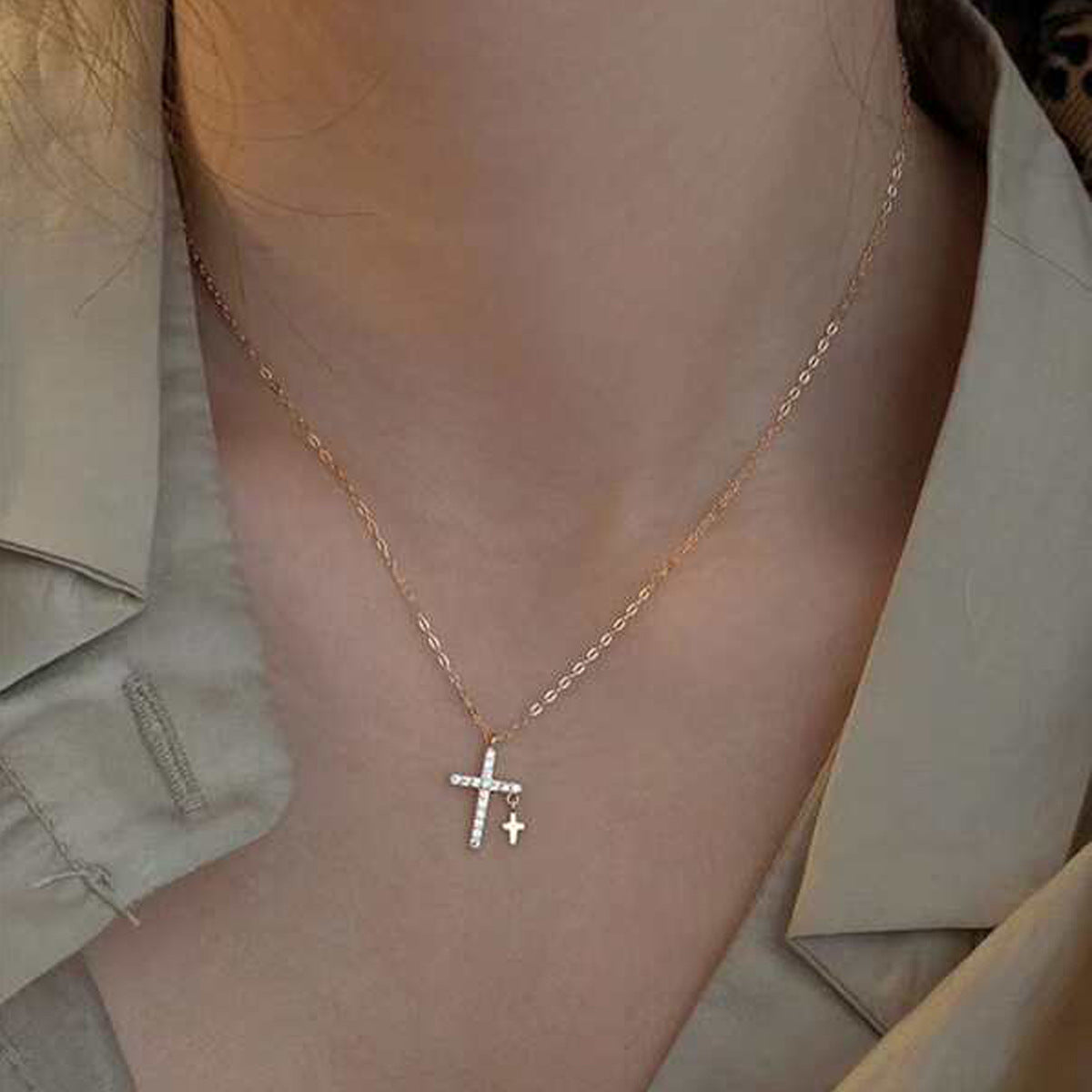 Cross Zircon Necklace Internet Influencer Accessories