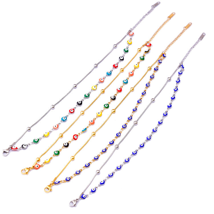 Fashion Double-layer Chain Color Billiards Round Beads Anklet