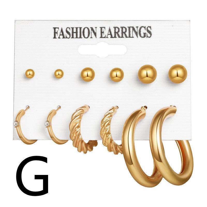 Metal Circle Chain Earrings Set Of Six Sets