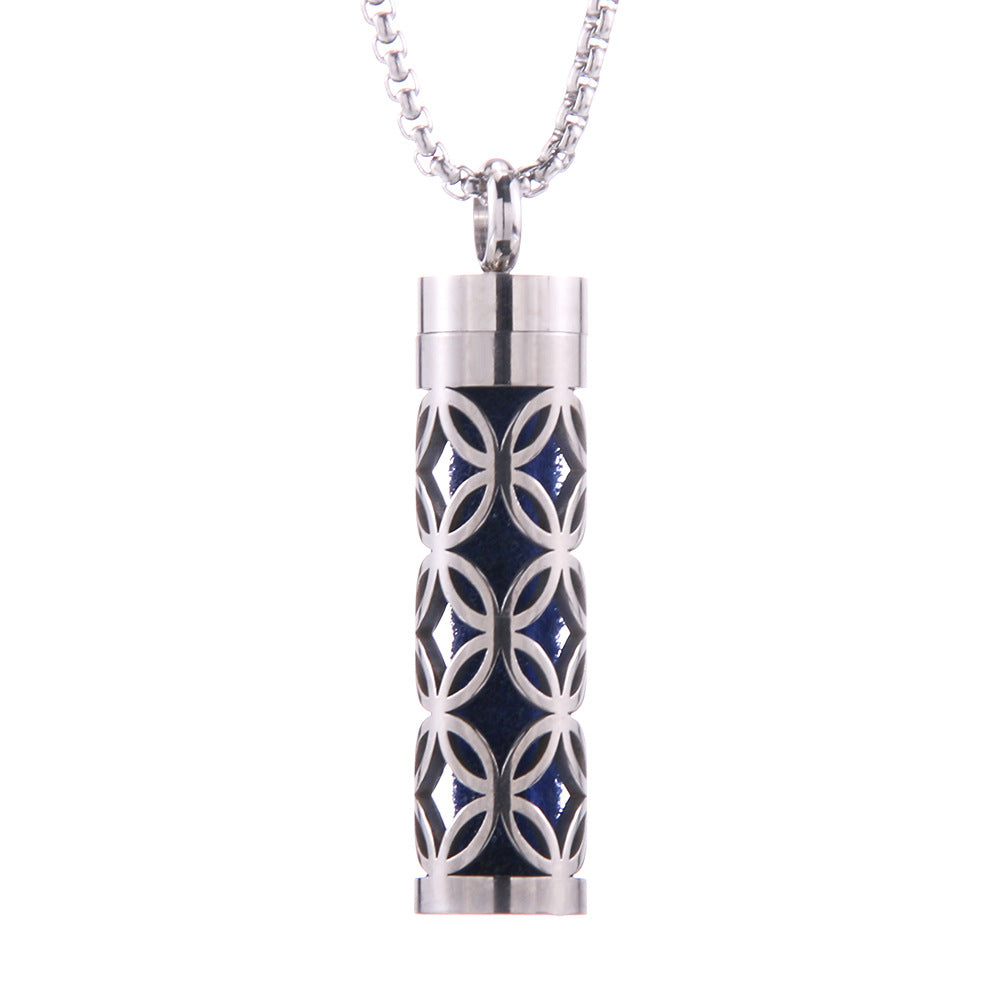 Cylinder Love Aromatherapy Pendant Perfume Essential Oil Stainless Steel Necklace