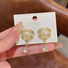 Women's Sterling Silver Needle French Vintage Pearl Love Heart Earrings