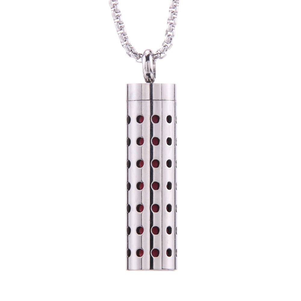 Cylinder Love Aromatherapy Pendant Perfume Essential Oil Stainless Steel Necklace