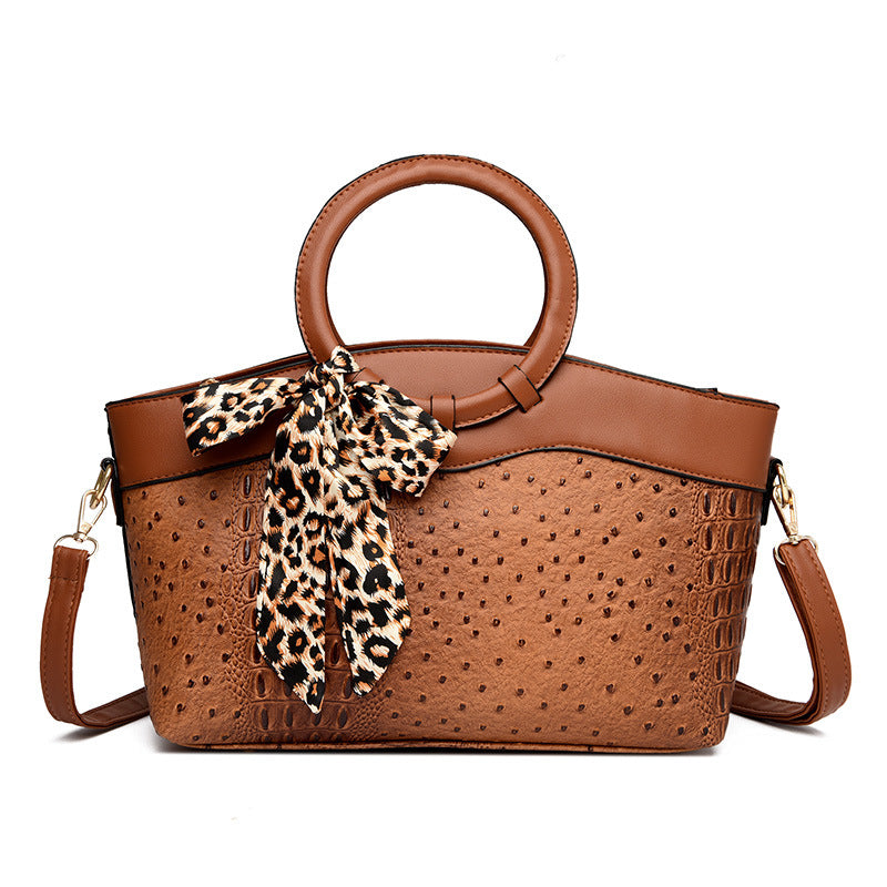 Fashion Stone Pattern Ring Shoulder Women's Handbag