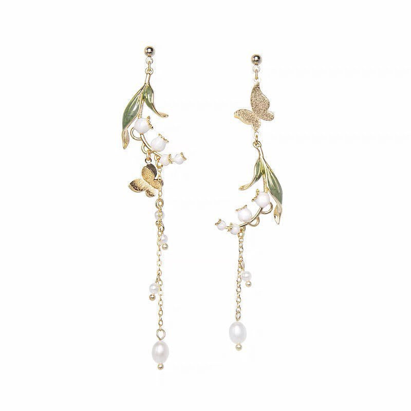 Asymmetric Flower Butterfly Earring Wind Chime