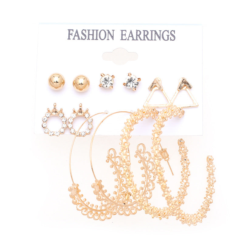 Metal Exaggerated Big Circle Earrings Set