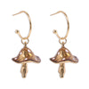 Unique Earring for Women Cute Three Mushroom Shape Sweet Gold Color Drop Earrings New Design Trendy Ear Jewelry