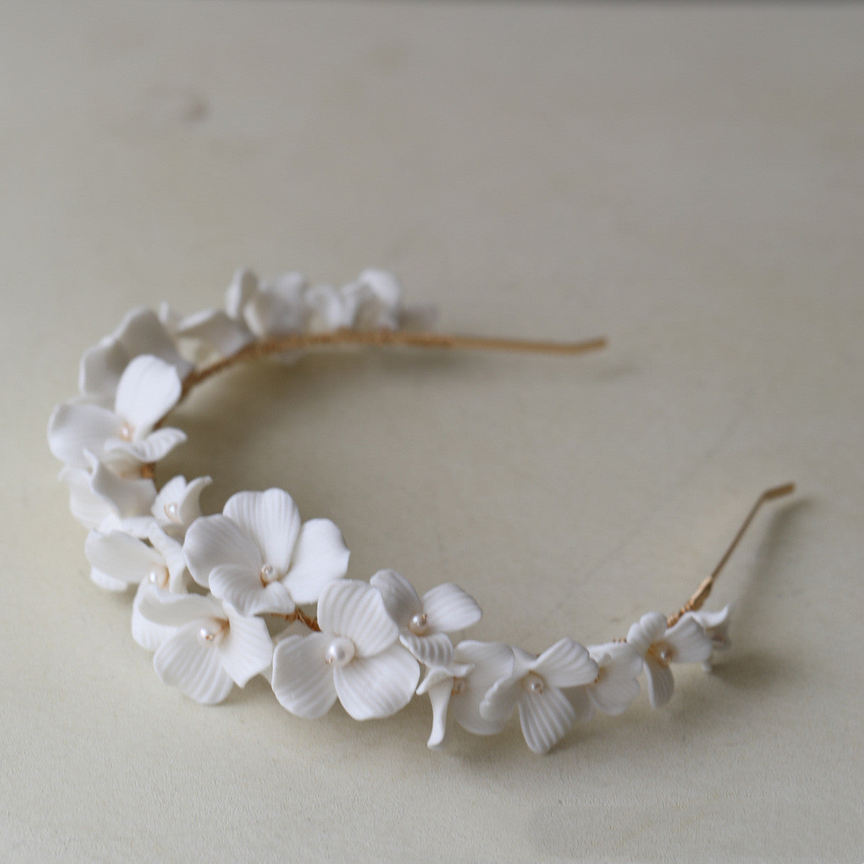 Bridal Simple Ceramic Flower Headband