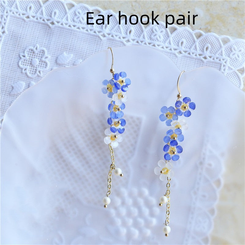 Don't Forget Me Flower Tassel Long Earrings