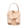 Women's Plush Large Capacity Portable Chain Cross Body Bucket Bag