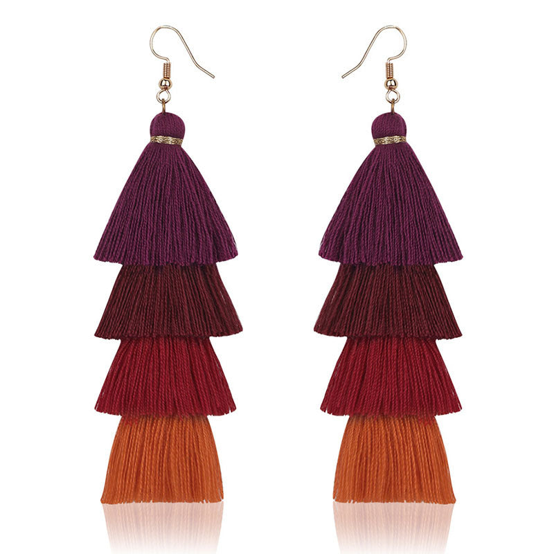 Women's Fashion Multi-layer Tassel Earrings