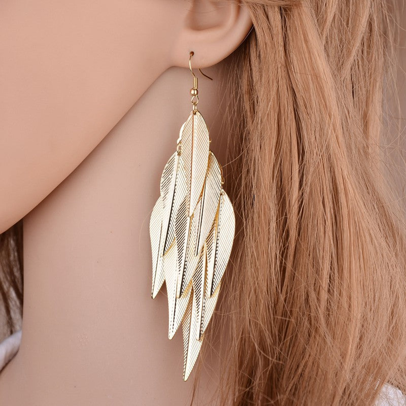 Retro Style Willow Leaf Long Women's Earrings