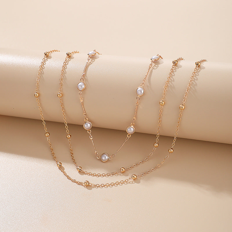 Women's Temperament Multi-layer Pearl Clavicle Chain