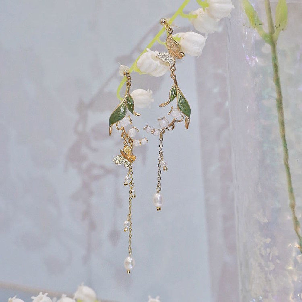 Asymmetric Flower Butterfly Earring Wind Chime