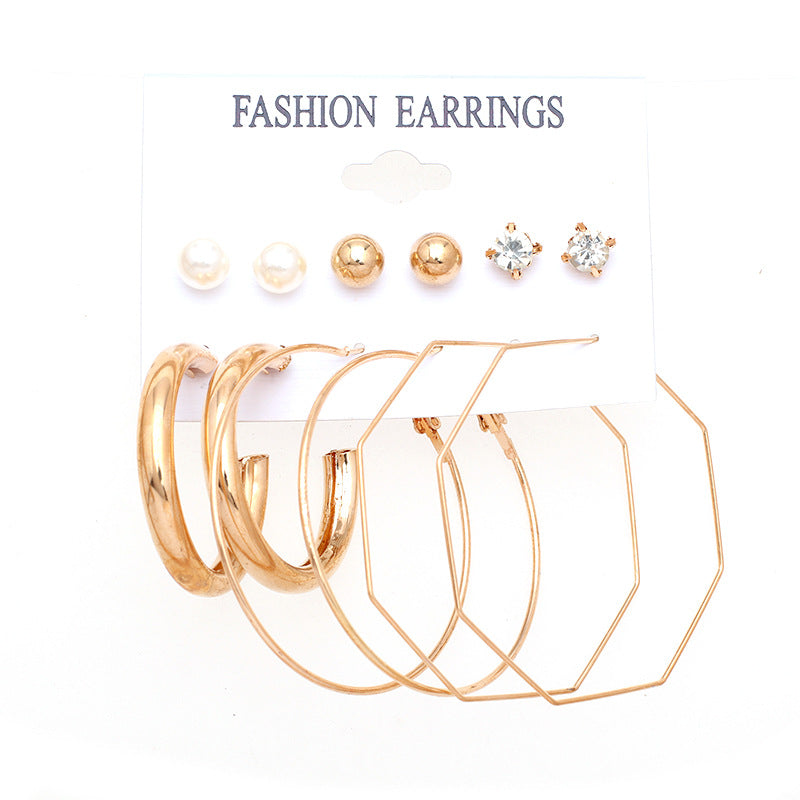 Metal Exaggerated Big Circle Earrings Set