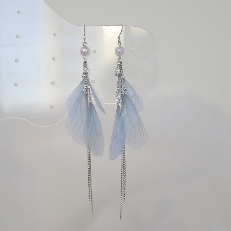 Design Super Fairy Butterfly Dragonfly Wings Long Tassel Earrings