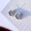 925 Silver Needle Geometric Curved Metal Earrings High Sense