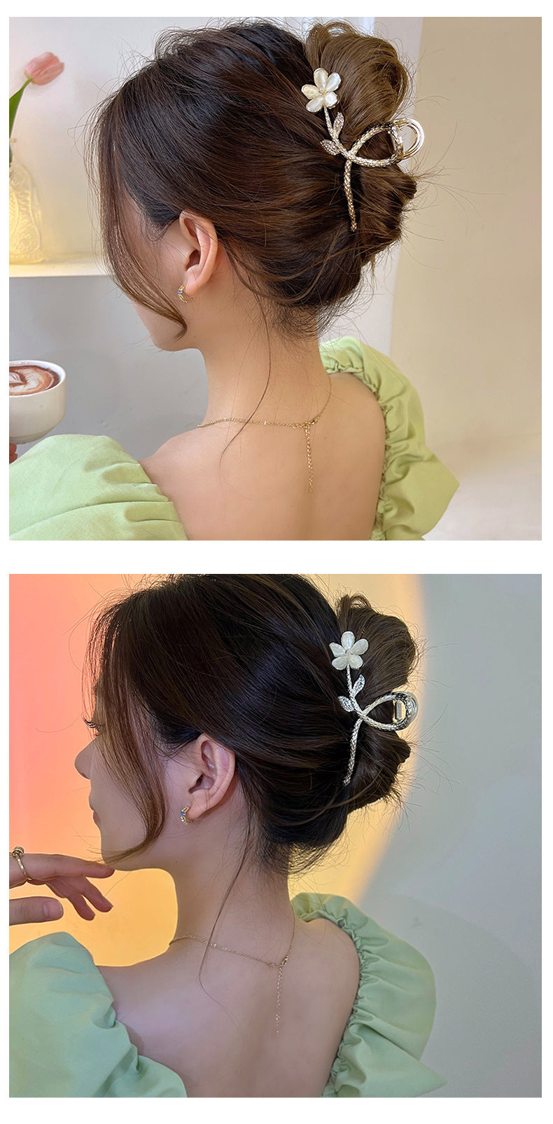 Peach Blossom Barrettes Female Back Head Grip