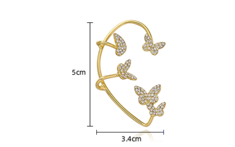 Full Diamond Butterfly Earrings Female Temperament Without Pierced Super Fairy