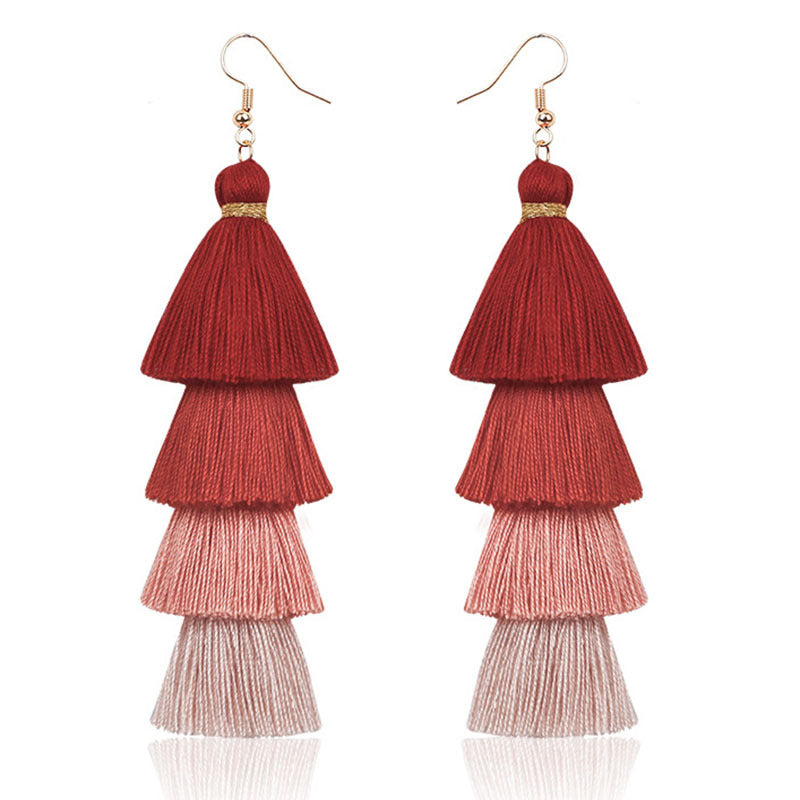 Women's Fashion Multi-layer Tassel Earrings