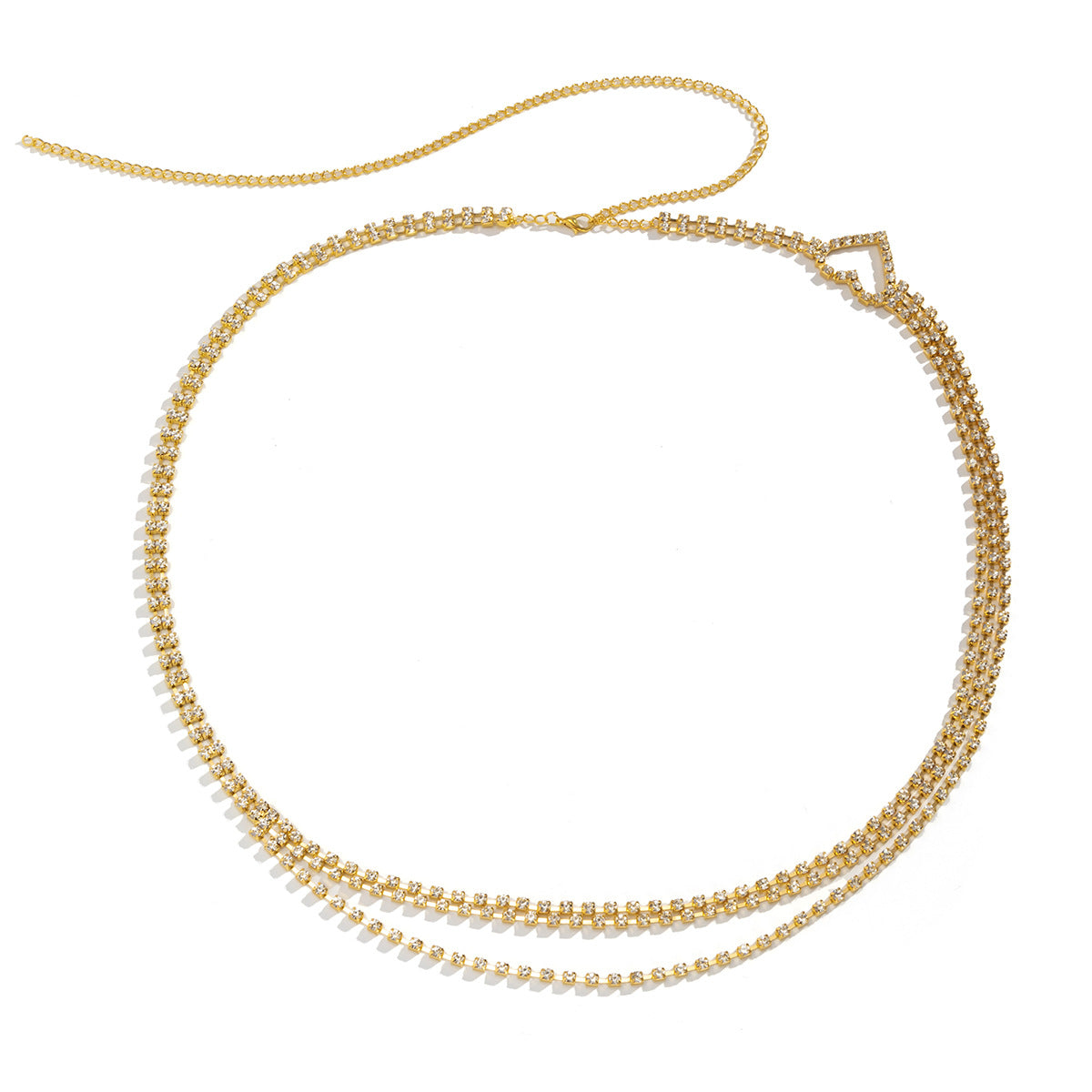 Simple Asymmetric Heart-Shaped Claw Chain Rhinestone Waist Chain Hollow Sexy Tassel Body Chain