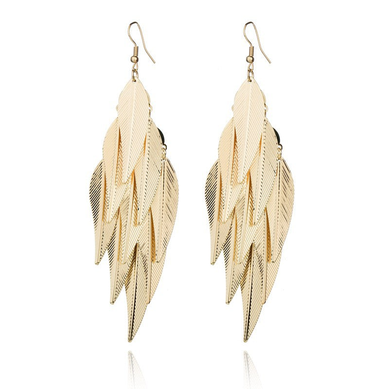 Retro Style Willow Leaf Long Women's Earrings