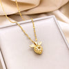 Three-dimensional Diamond Heart Wings Pendant Necklace