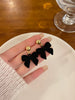 Wine Red Flocking Bow Stud Earrings Women's