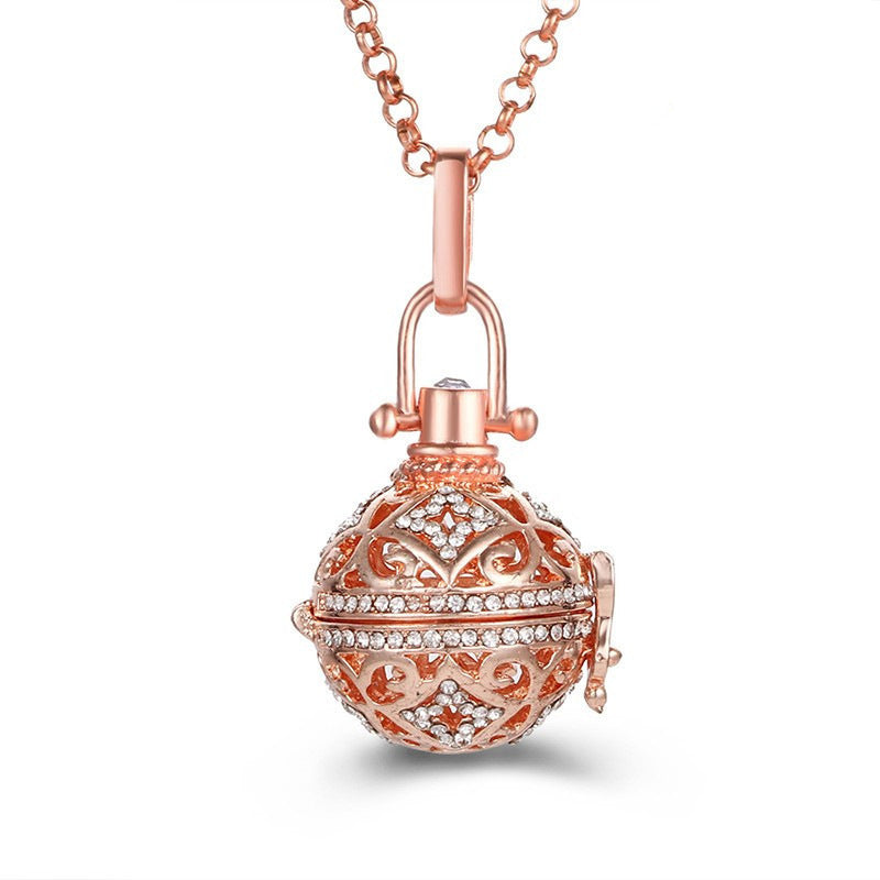 Aromatherapy Zircon Cage Hollow Necklace Essential Oil Diffuser Perfume Box Antique Traditional Han Clothing Accessories