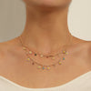 Drop Glaze Painted Flower Rhinestone Necklace